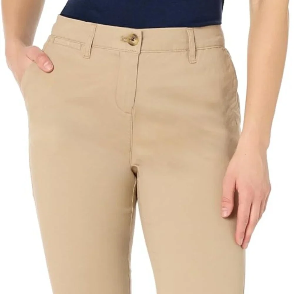 Nautica Jeans Women's Chino Pant Size 12 Khaki Stretch Relaxed Fit Ankle Length
